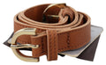 Scervino Street Hellbrauner Leder-Gold-Doppelschnalle-Gürtel