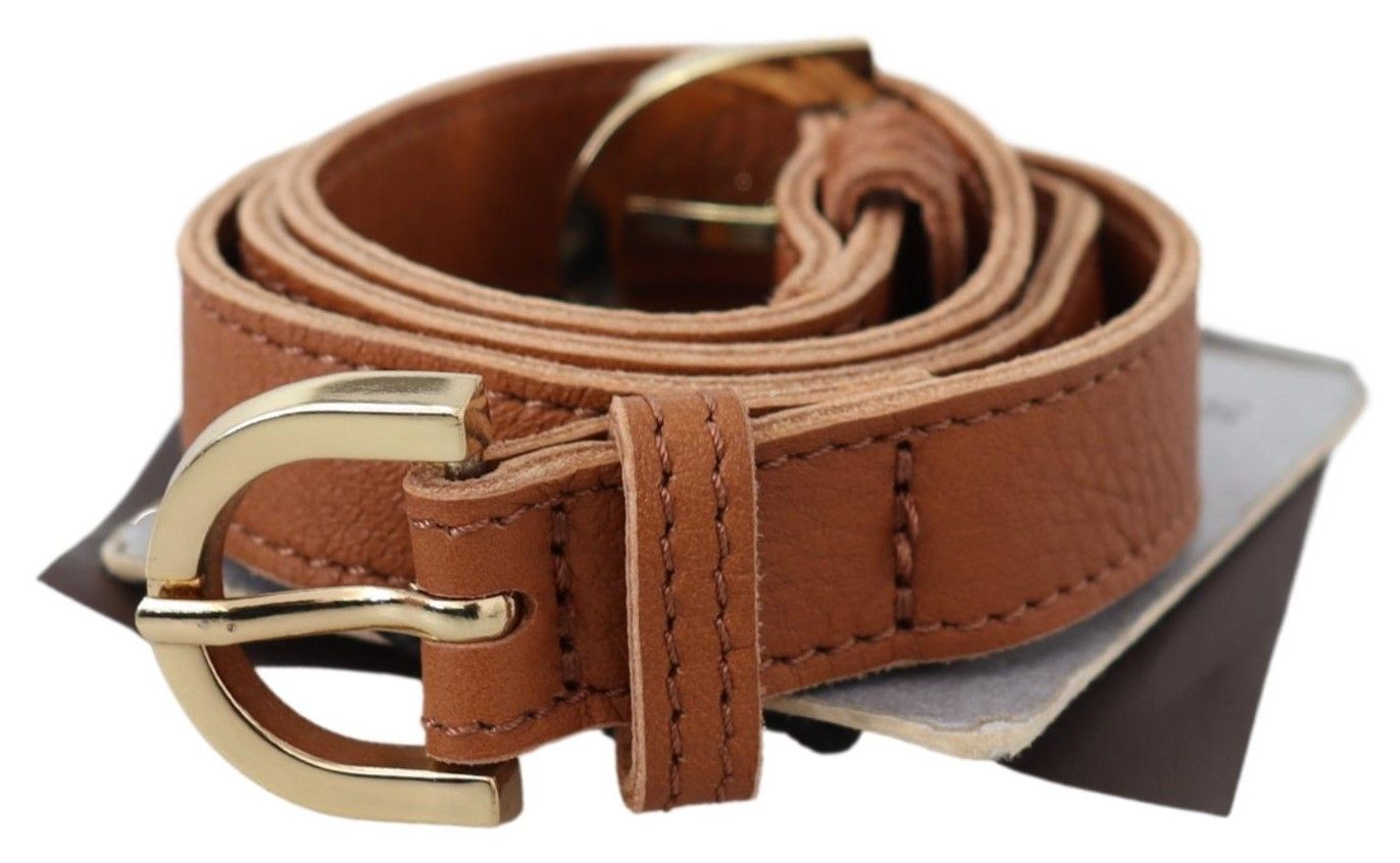 Scervino Street Hellbrauner Leder-Gold-Doppelschnalle-Gürtel