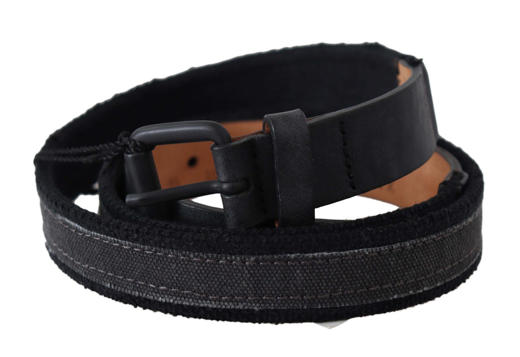 Ermanno Scervino Schwarzes Leder Logo Schnalle Taille