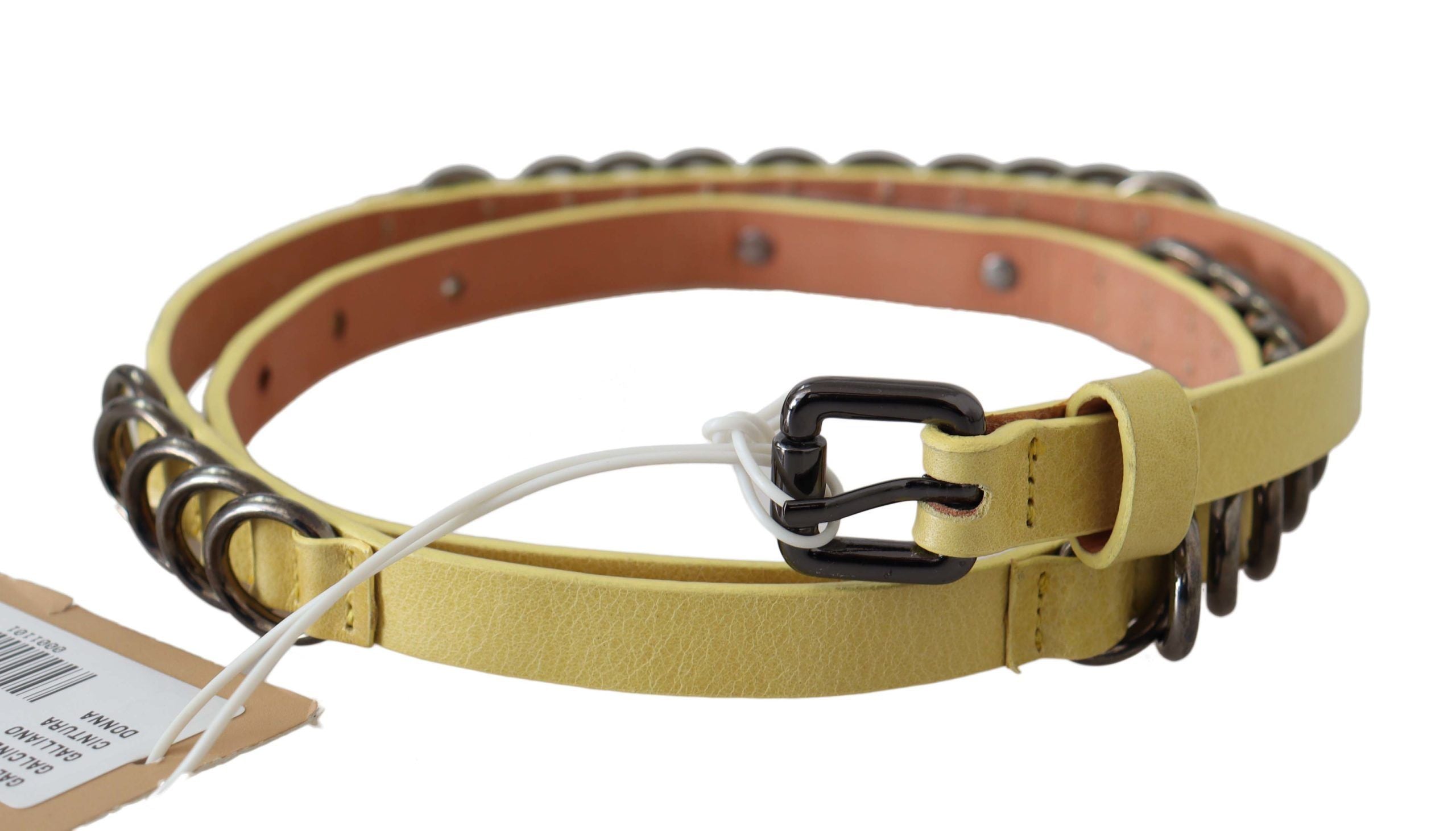 John Galliano Gelber Leder-Luxusgürtel mit schmaler Schnalle Fancy Belt