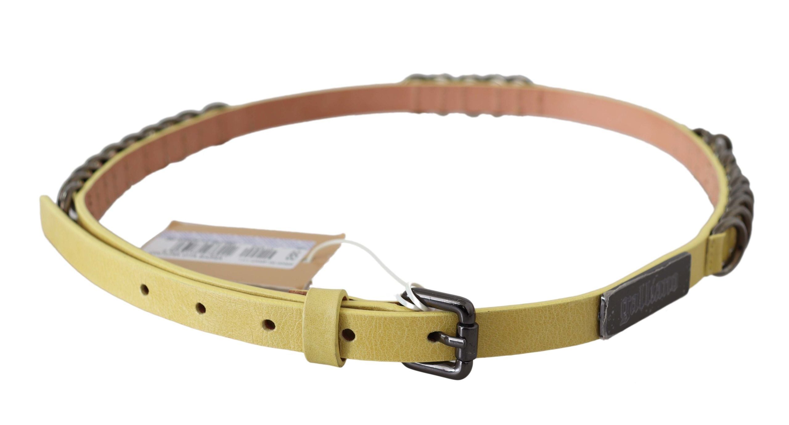 John Galliano Gelber Leder-Luxusgürtel mit schmaler Schnalle Fancy Belt