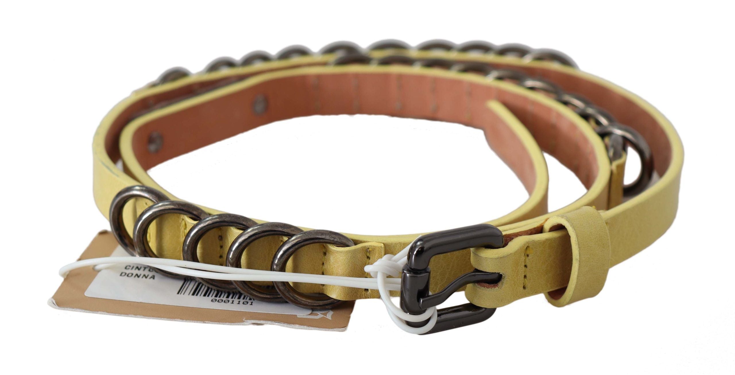 John Galliano Gelber Leder-Luxusgürtel mit schmaler Schnalle Fancy Belt