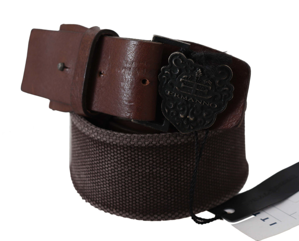 Ermanno Scervino Dark Brown Leather Belt with Wide Buckle