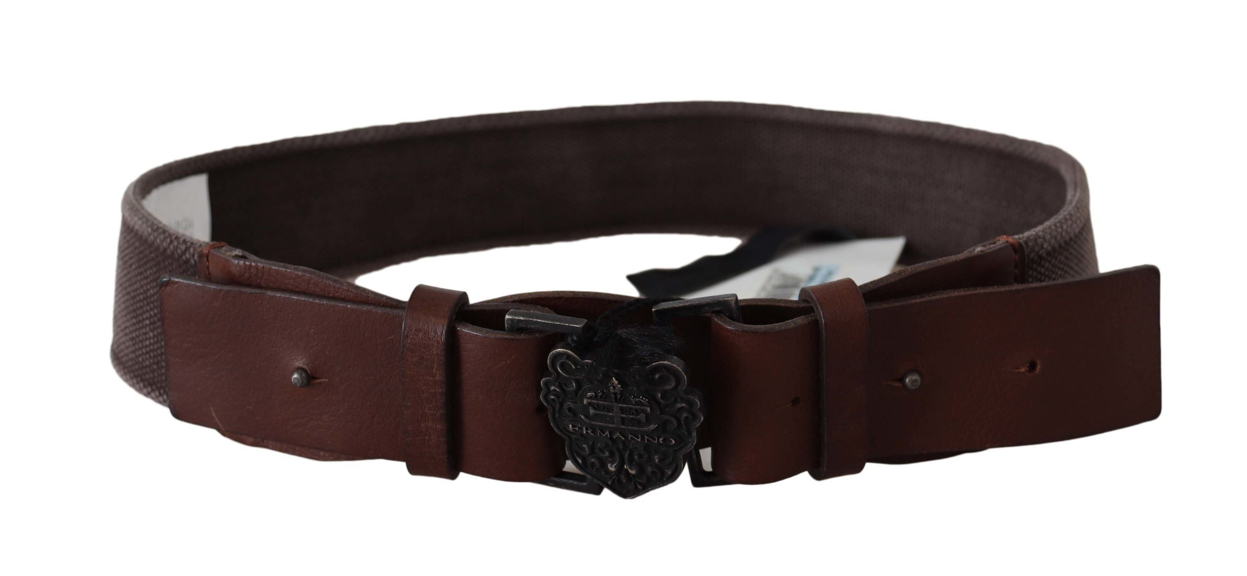 Ermanno Scervino Dark Brown Leather Belt with Wide Buckle