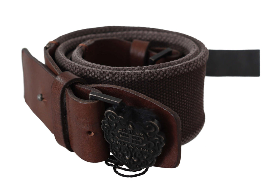 Ermanno Scervino Dark Brown Leather Belt with Wide Buckle