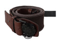 Ermanno Scervino Dark Brown Leather Belt with Wide Buckle