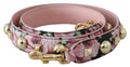 Dolce & Gabbana Rosa geblümte Tasche mit goldenen Nieten Accessoire Schulterriemen