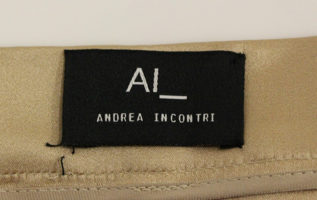 Andrea Incontri Brauner Seidenplissee-Minirock