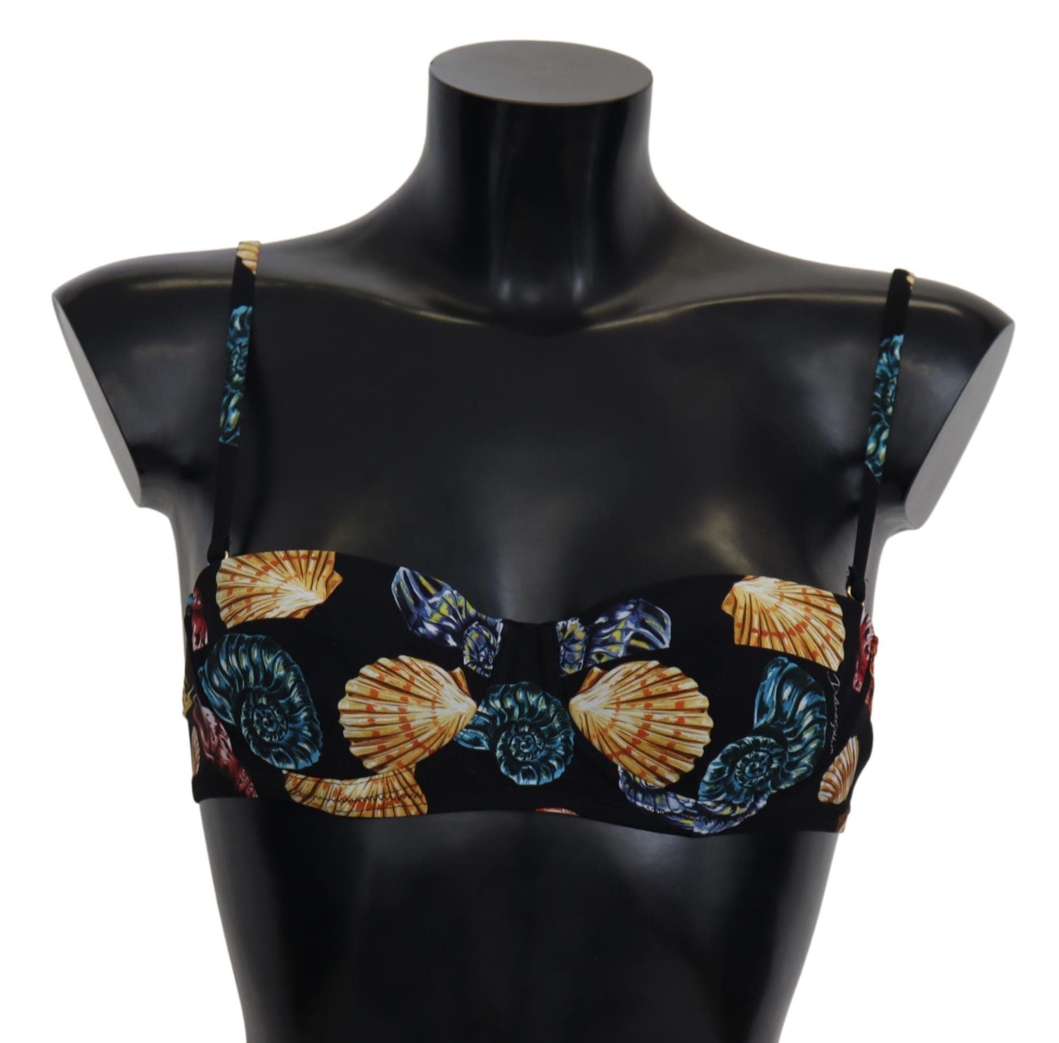 Dolce & Gabbana Schwarze Muscheln Print Damen Bademode Bikini-Oberteile