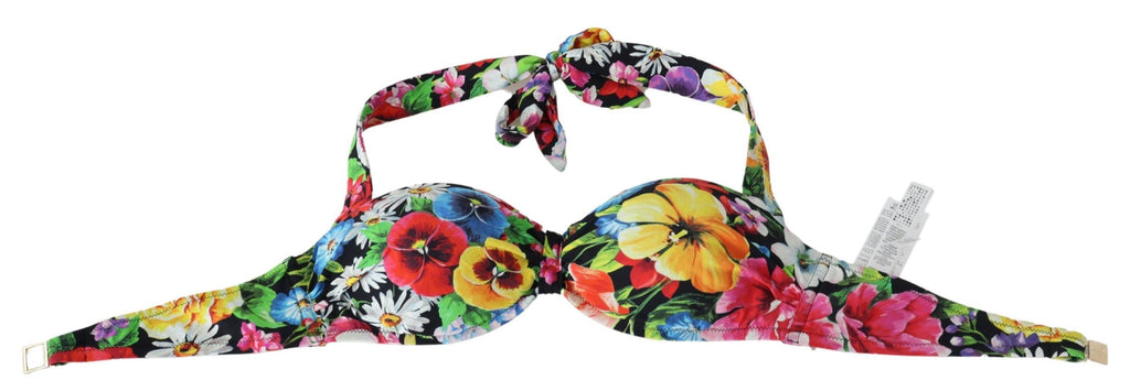 Dolce & Gabbana Multicolor Floral Print Bikini Tops in Swimwear