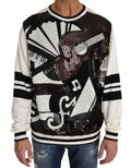 Dolce & Gabbana Weißer Jazz Pailletten-Gitarren-Pullover Top Pullover