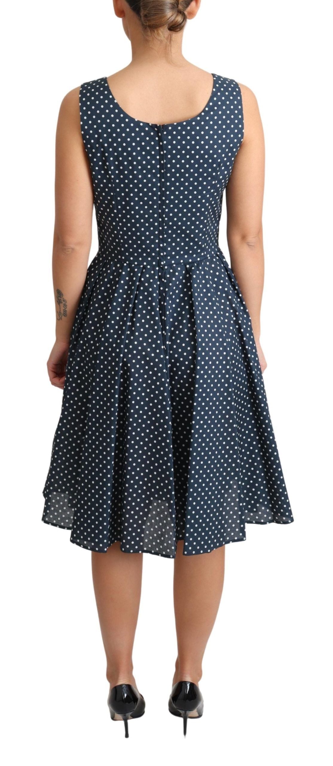Dolce & Gabbana Blau gepunktetes A-Linien-Kleid aus Baumwolle