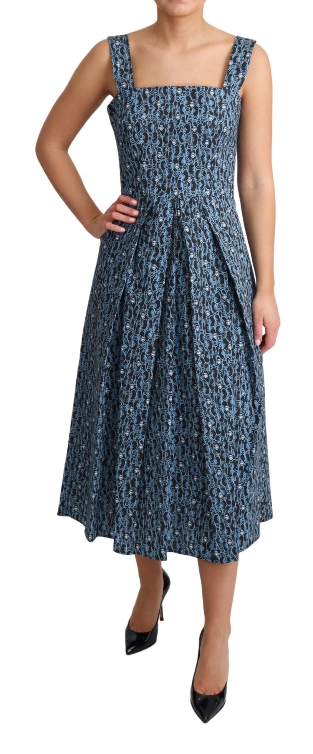 Dolce & Gabbana Blaues Herz Baumwolle A-Linie Stretch Kleid