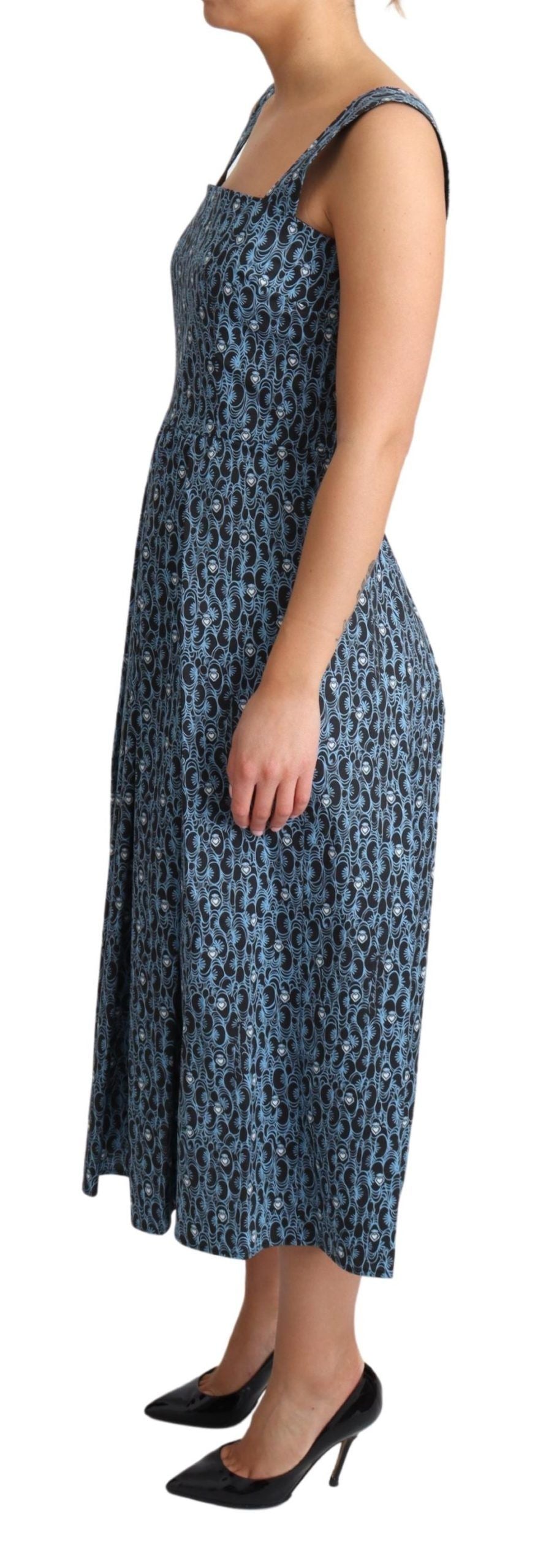 Dolce & Gabbana Blaues Herz Baumwolle A-Linie Stretch Kleid