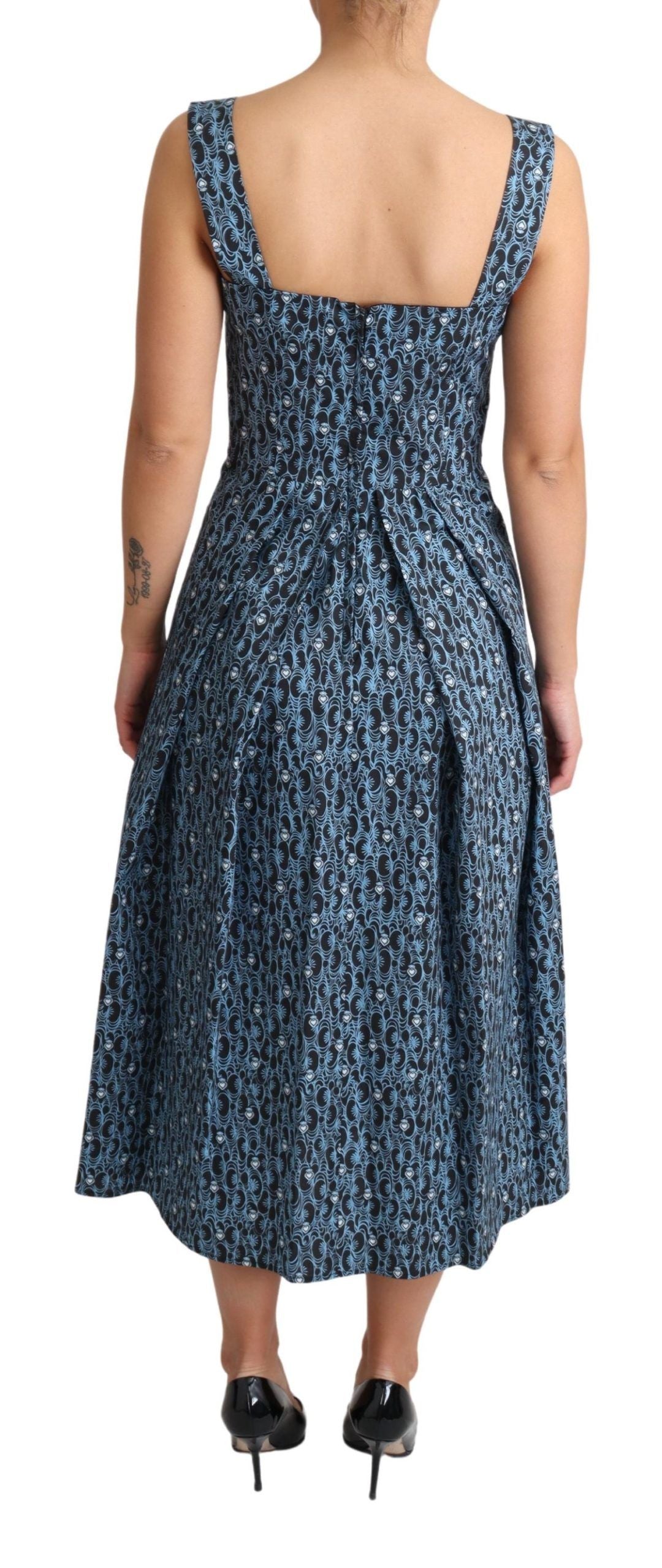 Dolce & Gabbana Blaues Herz Baumwolle A-Linie Stretch Kleid