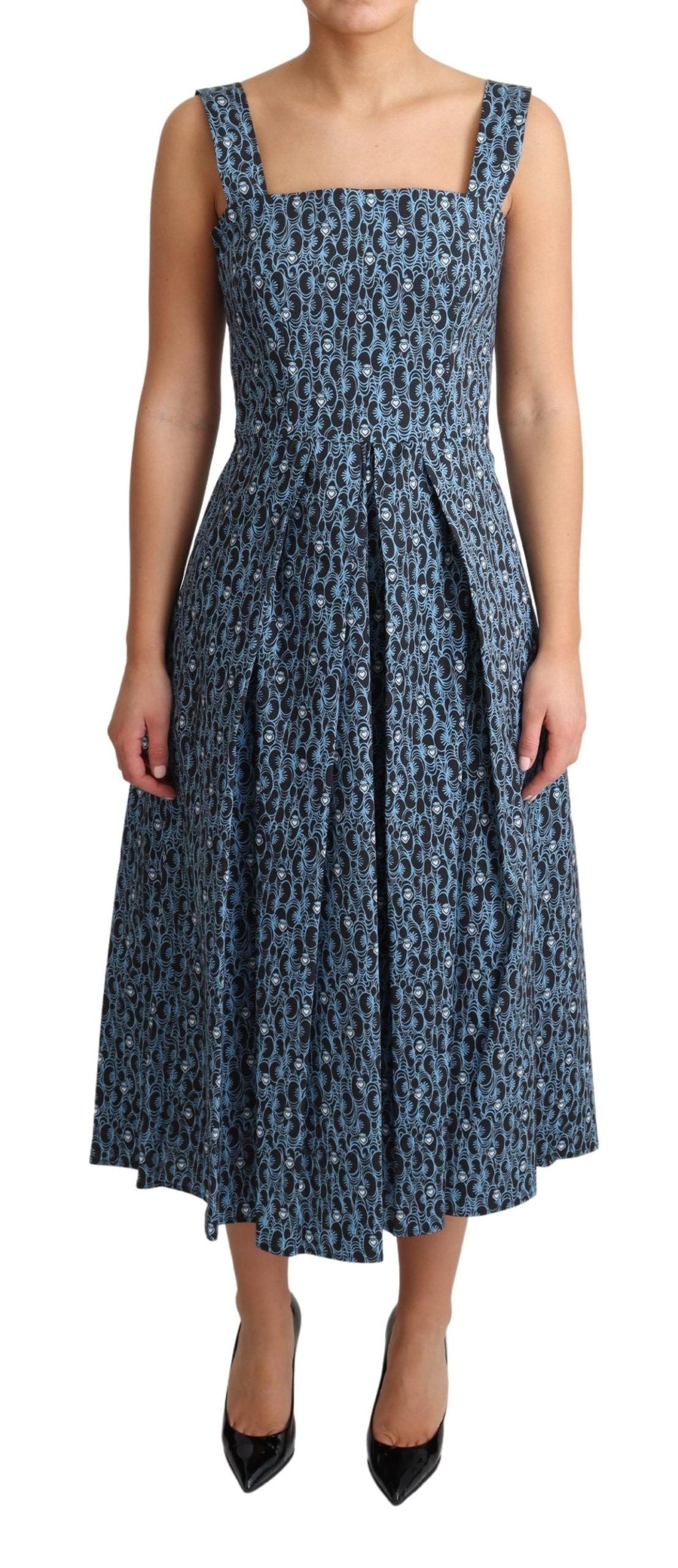 Dolce & Gabbana Blaues Herz Baumwolle A-Linie Stretch Kleid