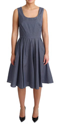 Dolce & Gabbana Blaues Stretchkleid mit Polka-Baumwolle in A-Linie