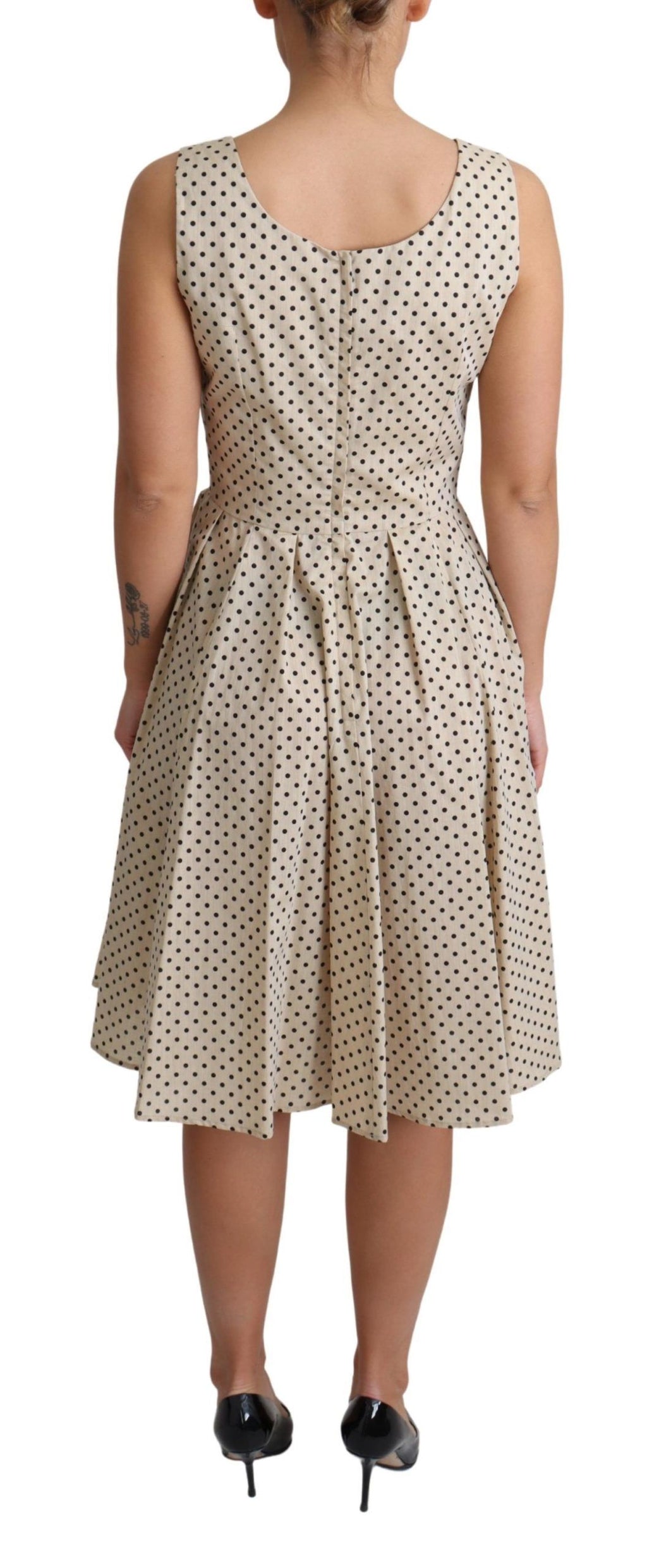 Dolce & Gabbana Beige gepunktetes Kleid aus Baumwolle in A-Linie