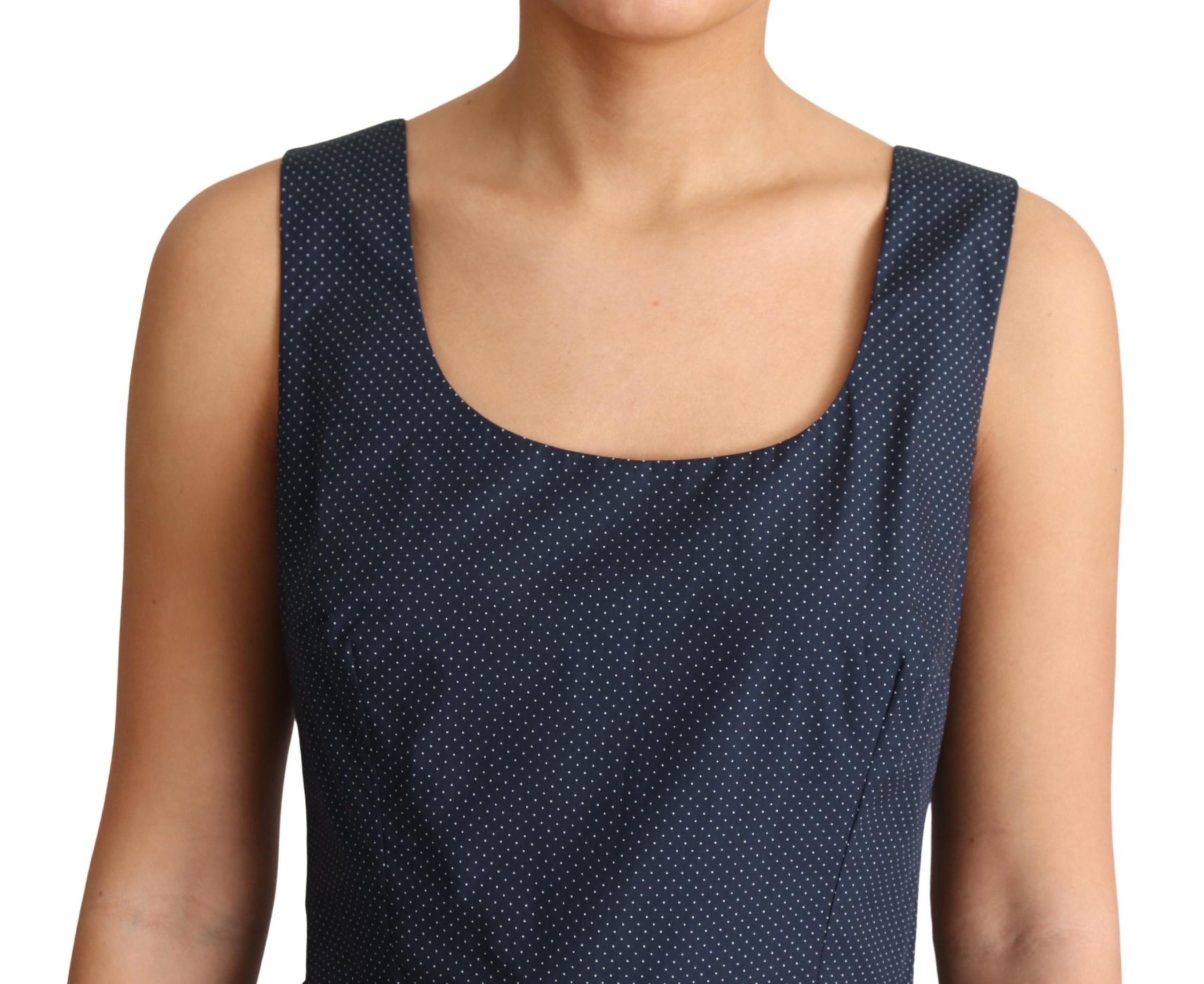 Dolce & Gabbana Blaues gepunktetes A-Linien-Kleid aus Baumwolle