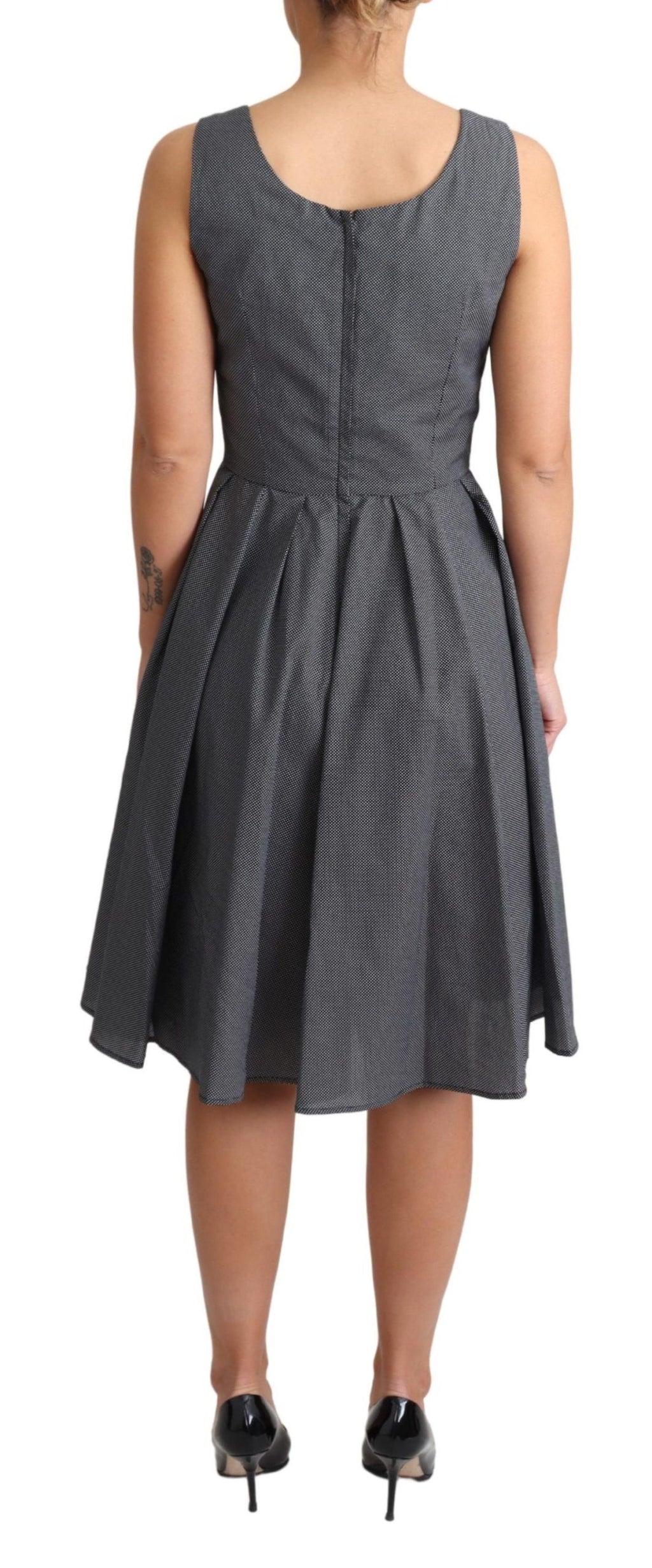 Dolce & Gabbana Schwarzes gepunktetes A-Linien-Kleid aus Baumwolle
