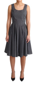 Dolce & Gabbana Schwarzes gepunktetes A-Linien-Kleid aus Baumwolle