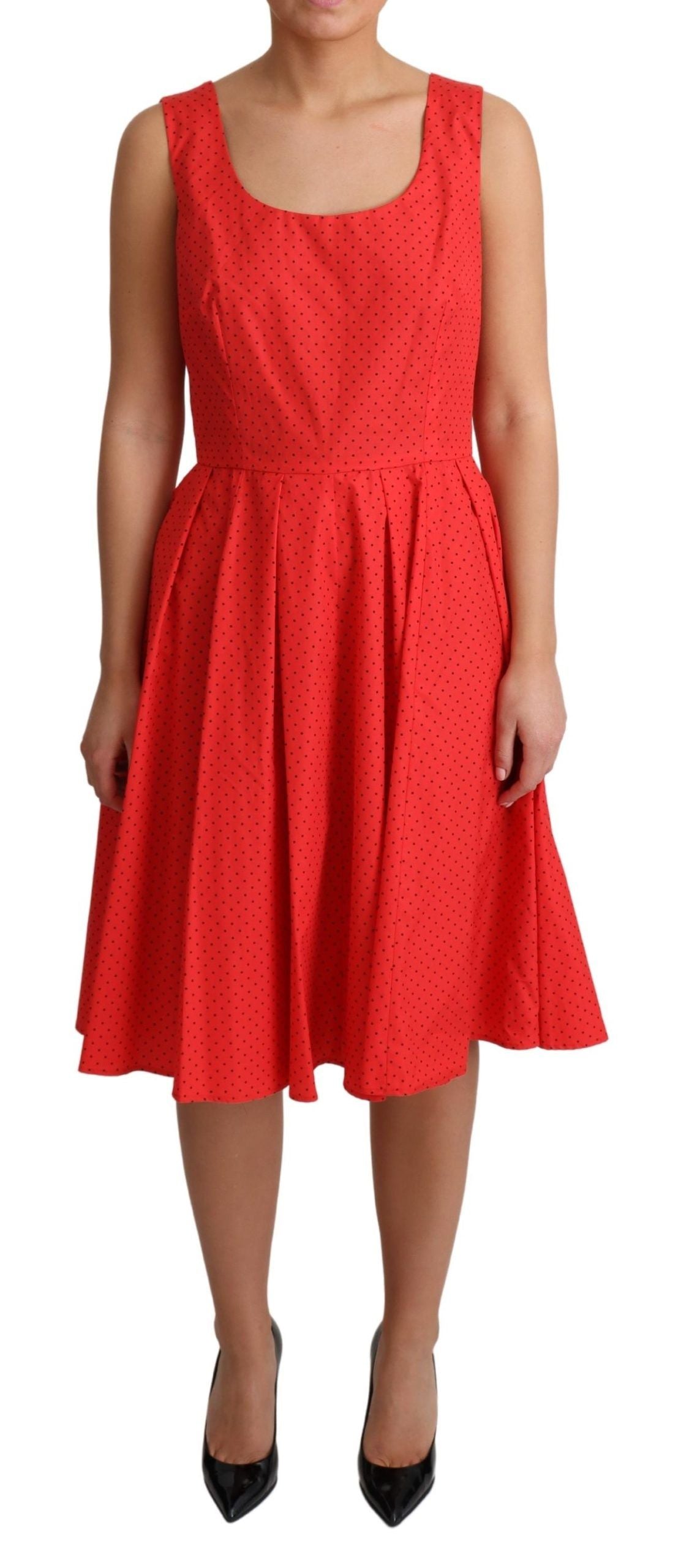 Dolce & Gabbana Red Polka Dot Cotton A-Line Dress