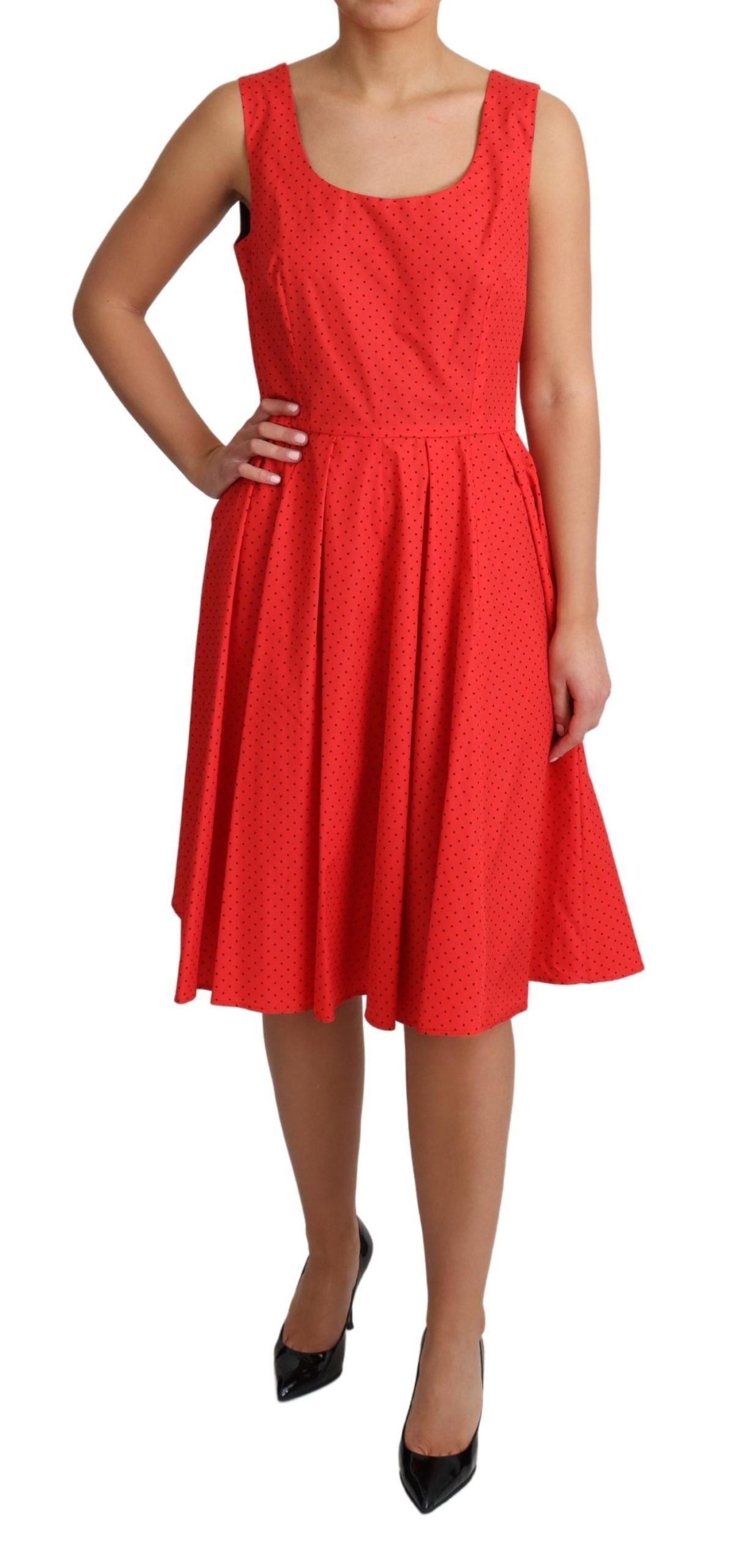 Dolce & Gabbana Red Polka Dot Cotton A-Line Dress