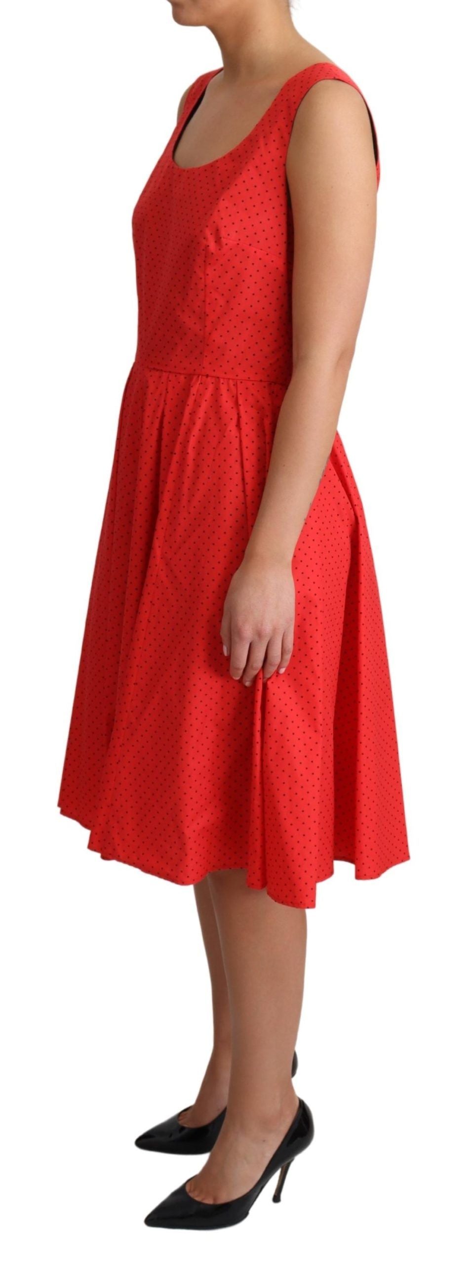 Dolce & Gabbana Red Polka Dot Cotton A-Line Dress