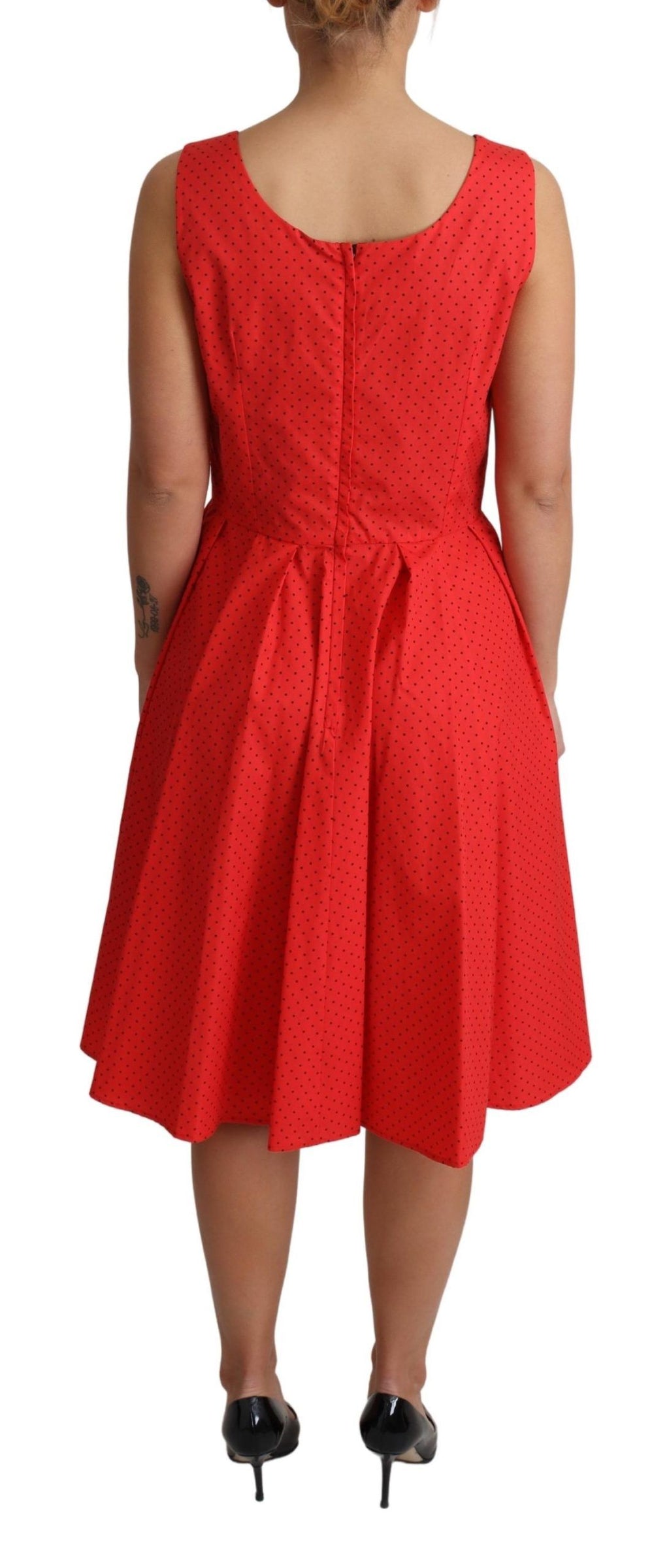Dolce & Gabbana Red Polka Dot Cotton A-Line Dress
