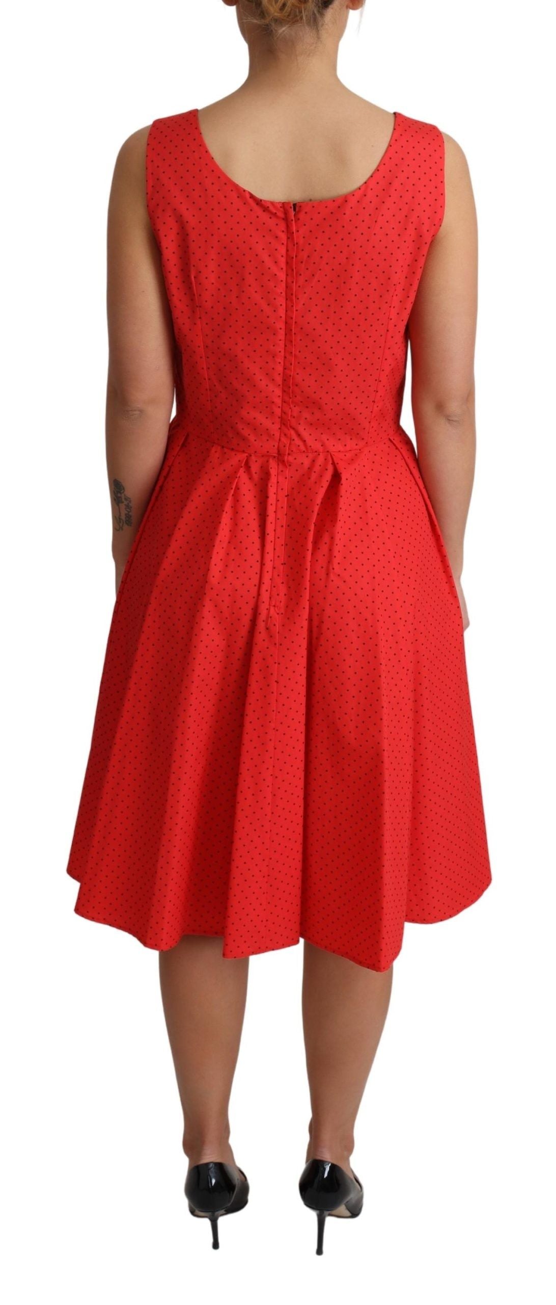 Dolce & Gabbana Red Polka Dot Cotton A-Line Dress