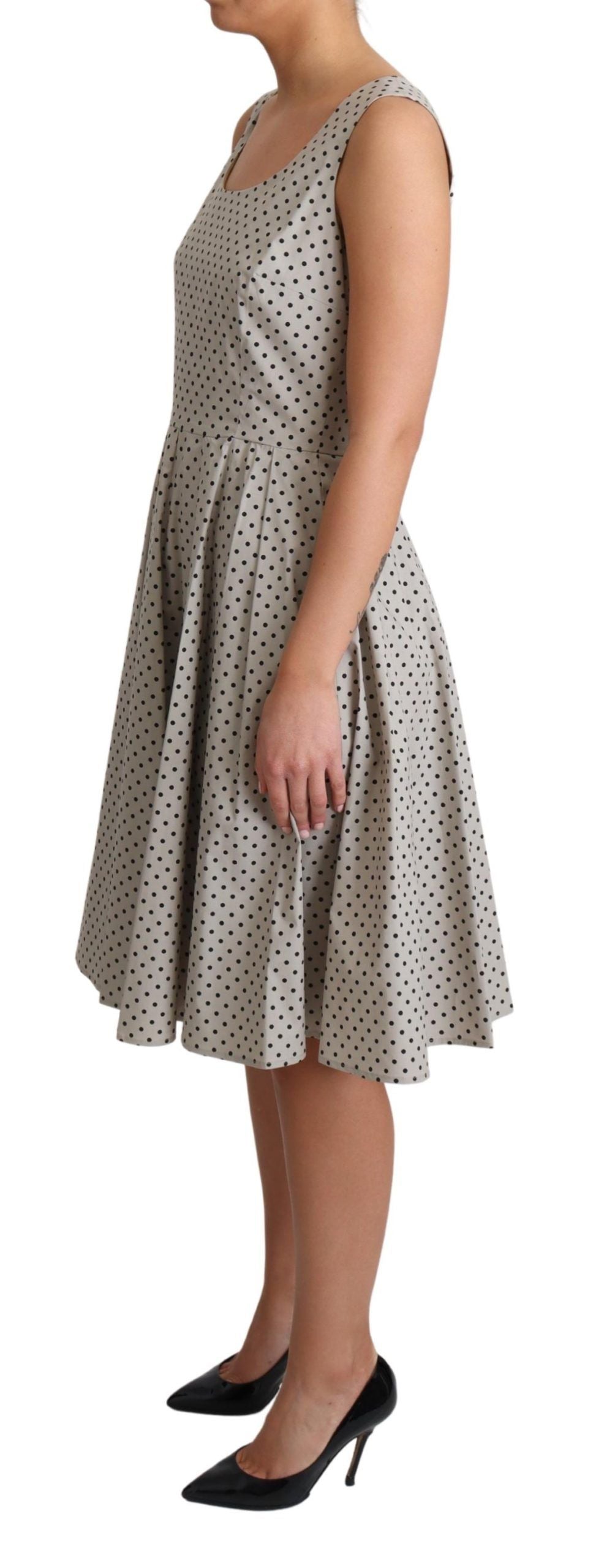 Dolce & Gabbana Beige gepunktetes Kleid aus Baumwolle in A-Linie