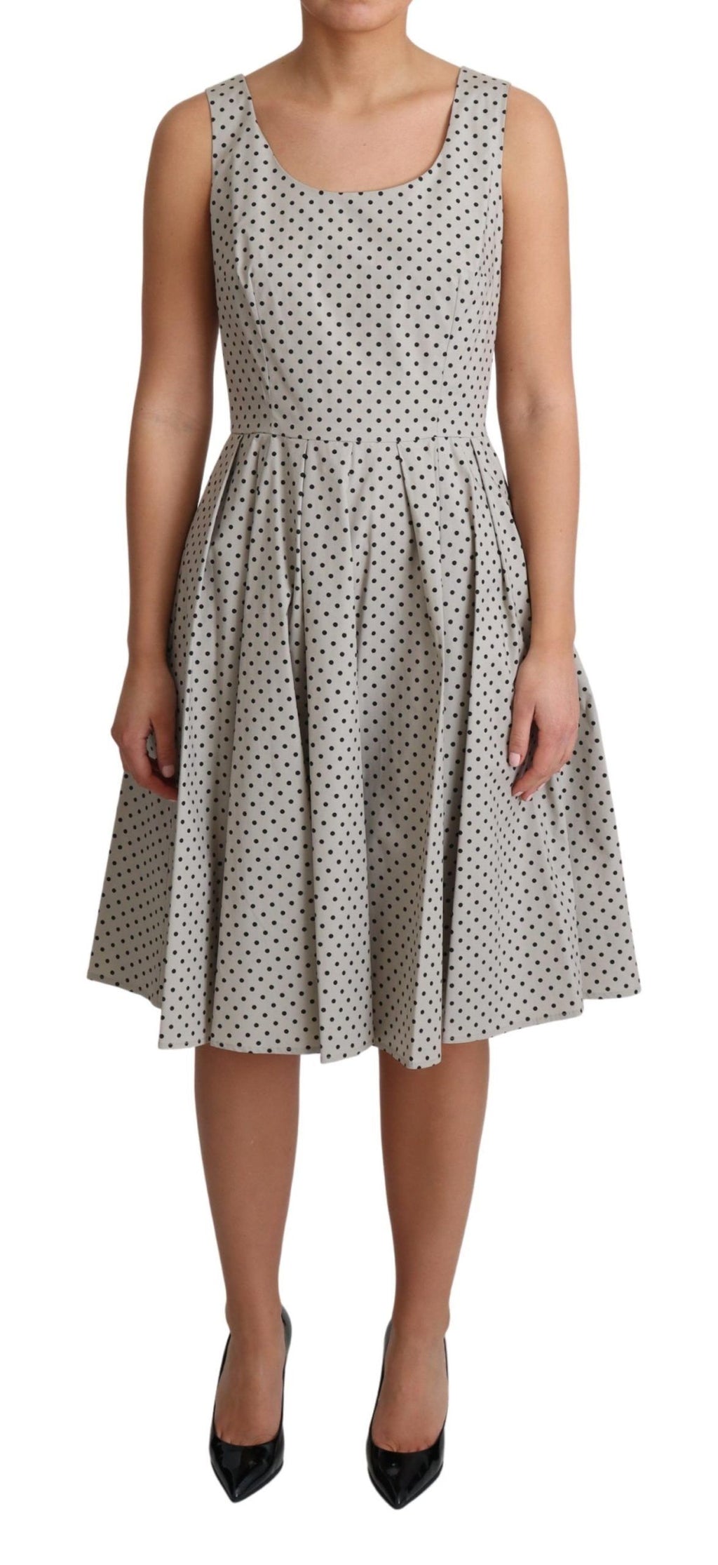 Dolce & Gabbana Beige gepunktetes Kleid aus Baumwolle in A-Linie