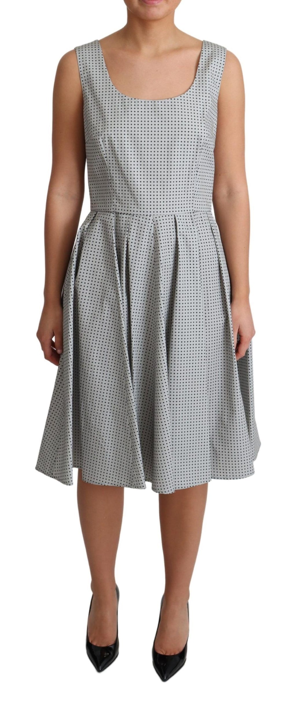 Dolce & Gabbana Grey Polka Dot Cotton A-Line Dress