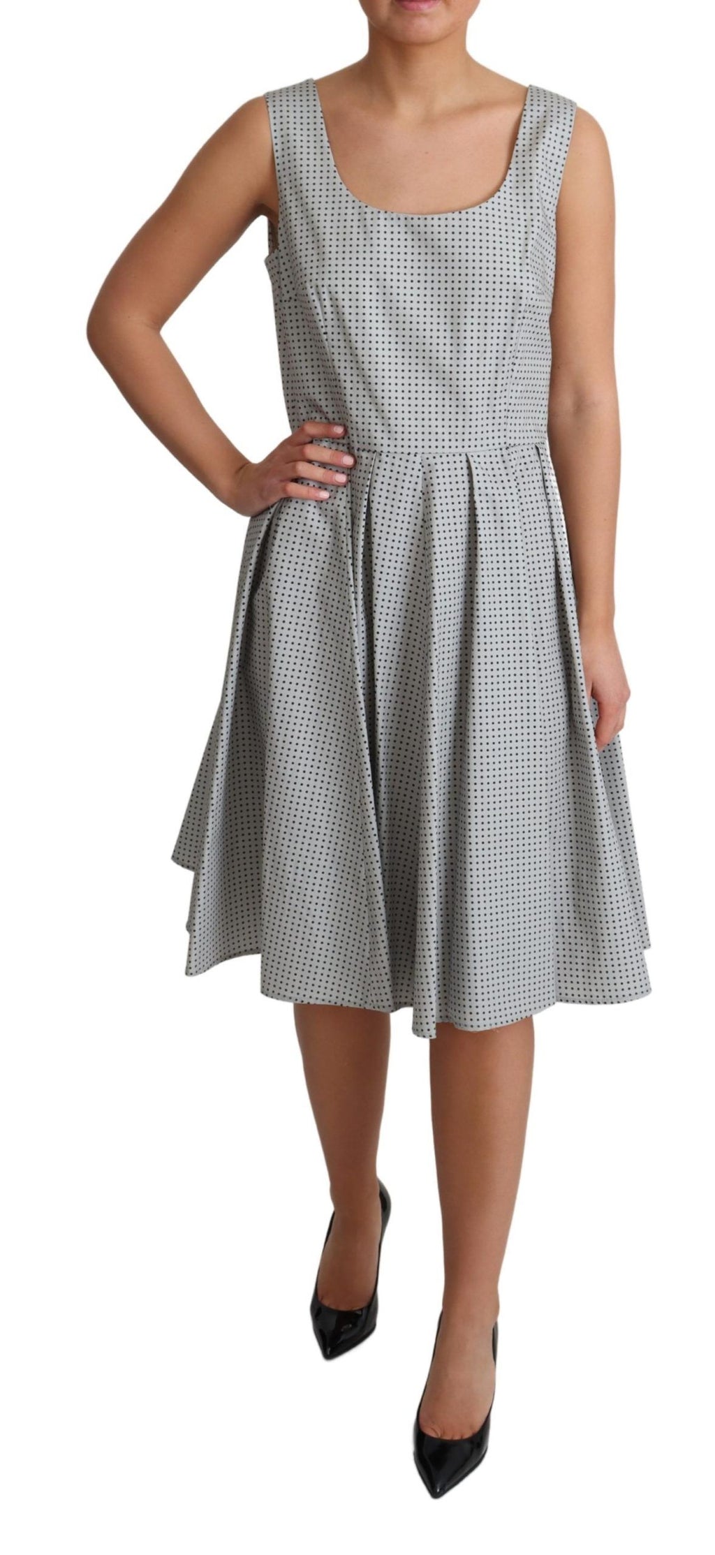 Dolce & Gabbana Grey Polka Dot Cotton A-Line Dress