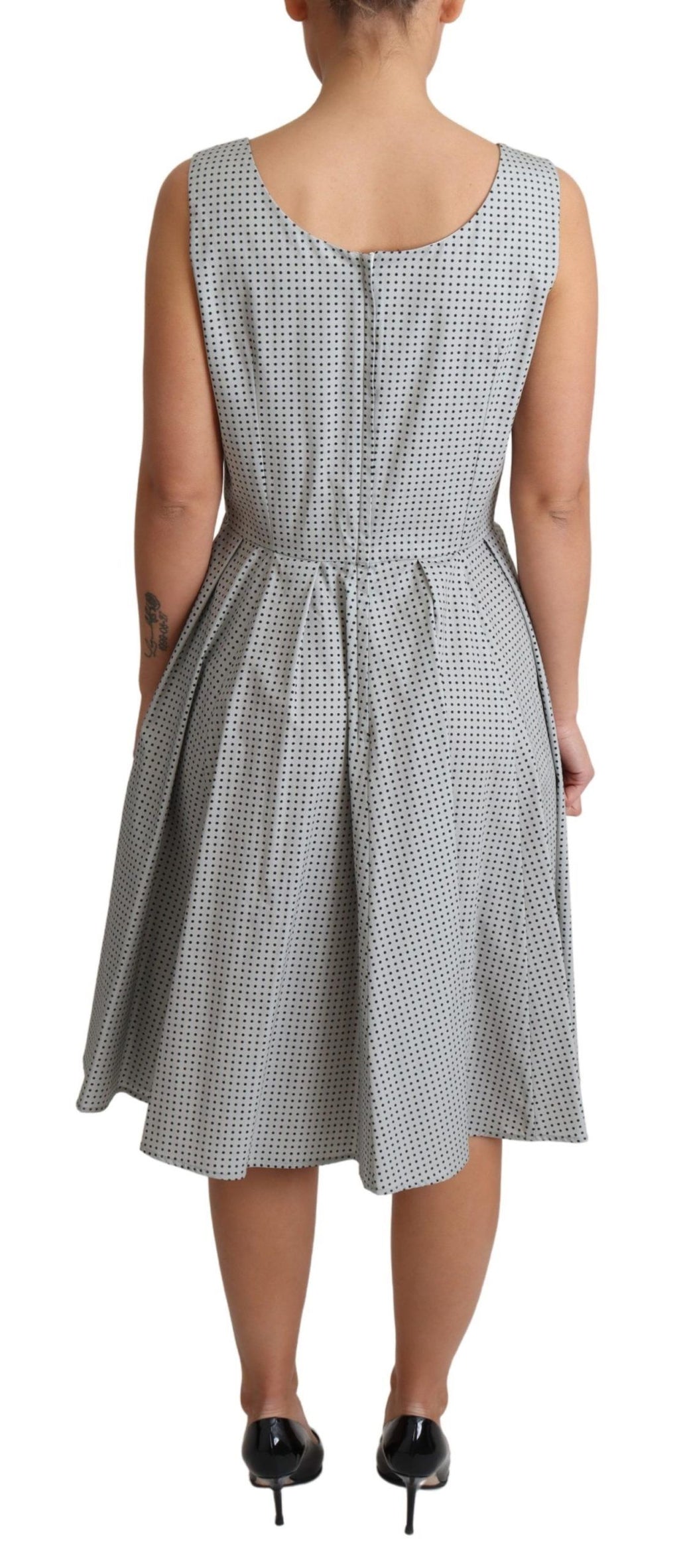Dolce & Gabbana Grey Polka Dot Cotton A-Line Dress