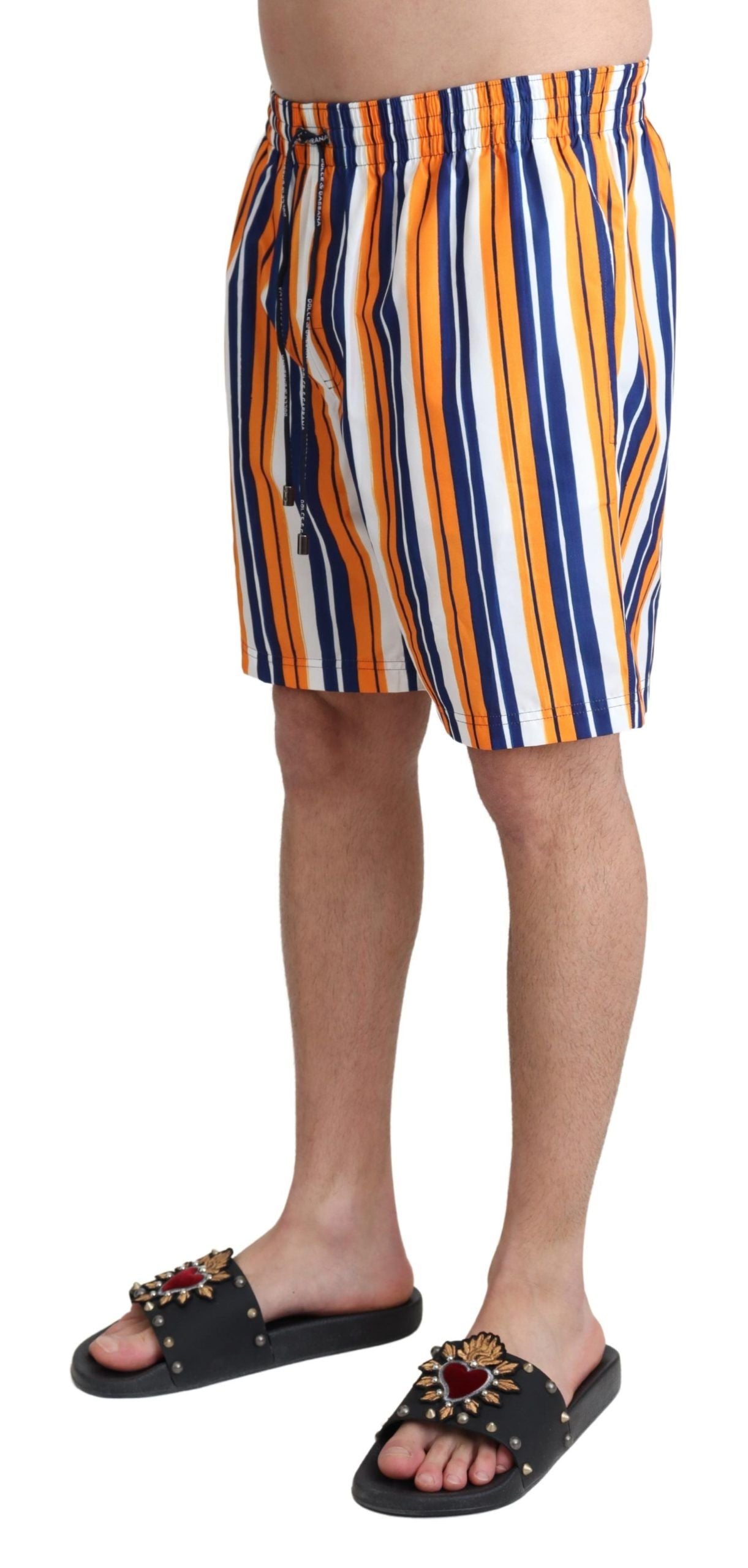 Dolce & Gabbana Multicolored Striped Beachwear Swim Shorts