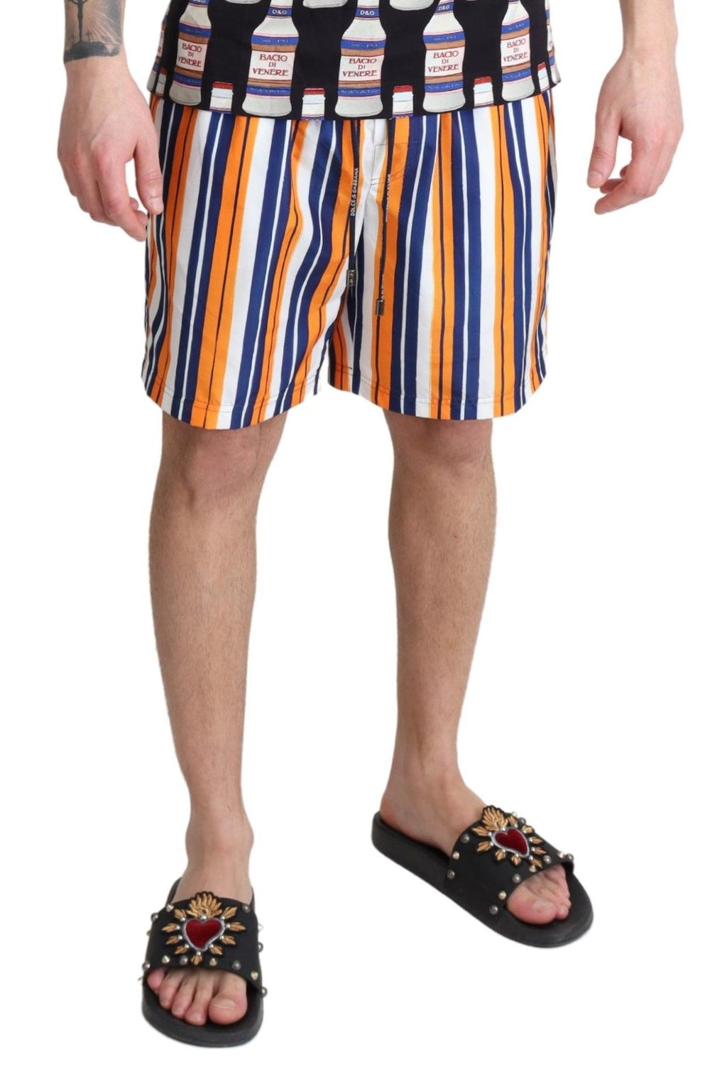 Dolce & Gabbana Multicolored Striped Beachwear Swim Shorts