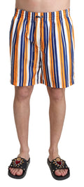Dolce & Gabbana Multicolored Striped Beachwear Swim Shorts