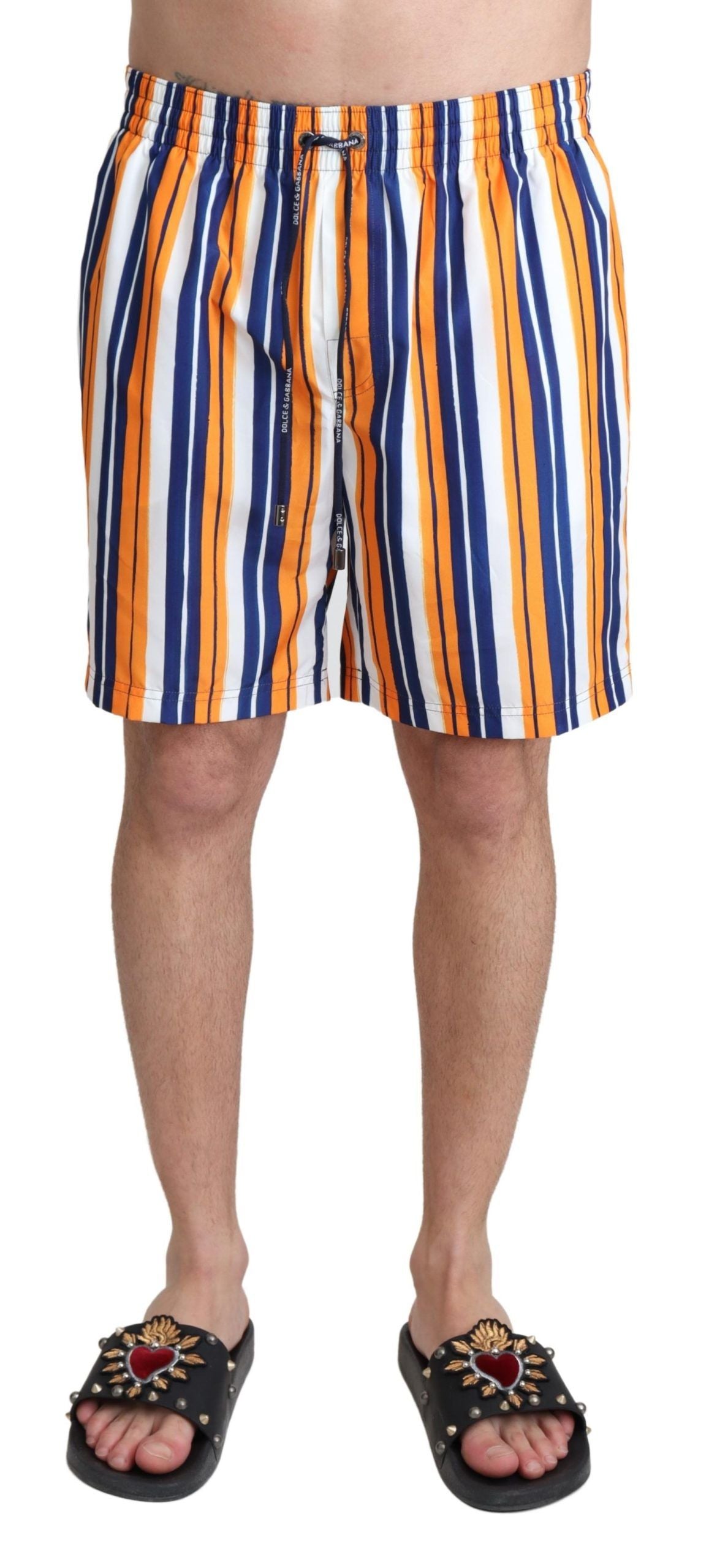 Dolce & Gabbana Multicolored Striped Beachwear Swim Shorts