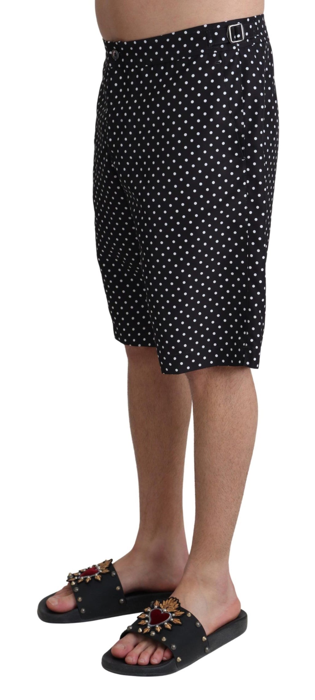 Dolce & Gabbana Schwarz Polka Dots Beachwear Shorts Bademode