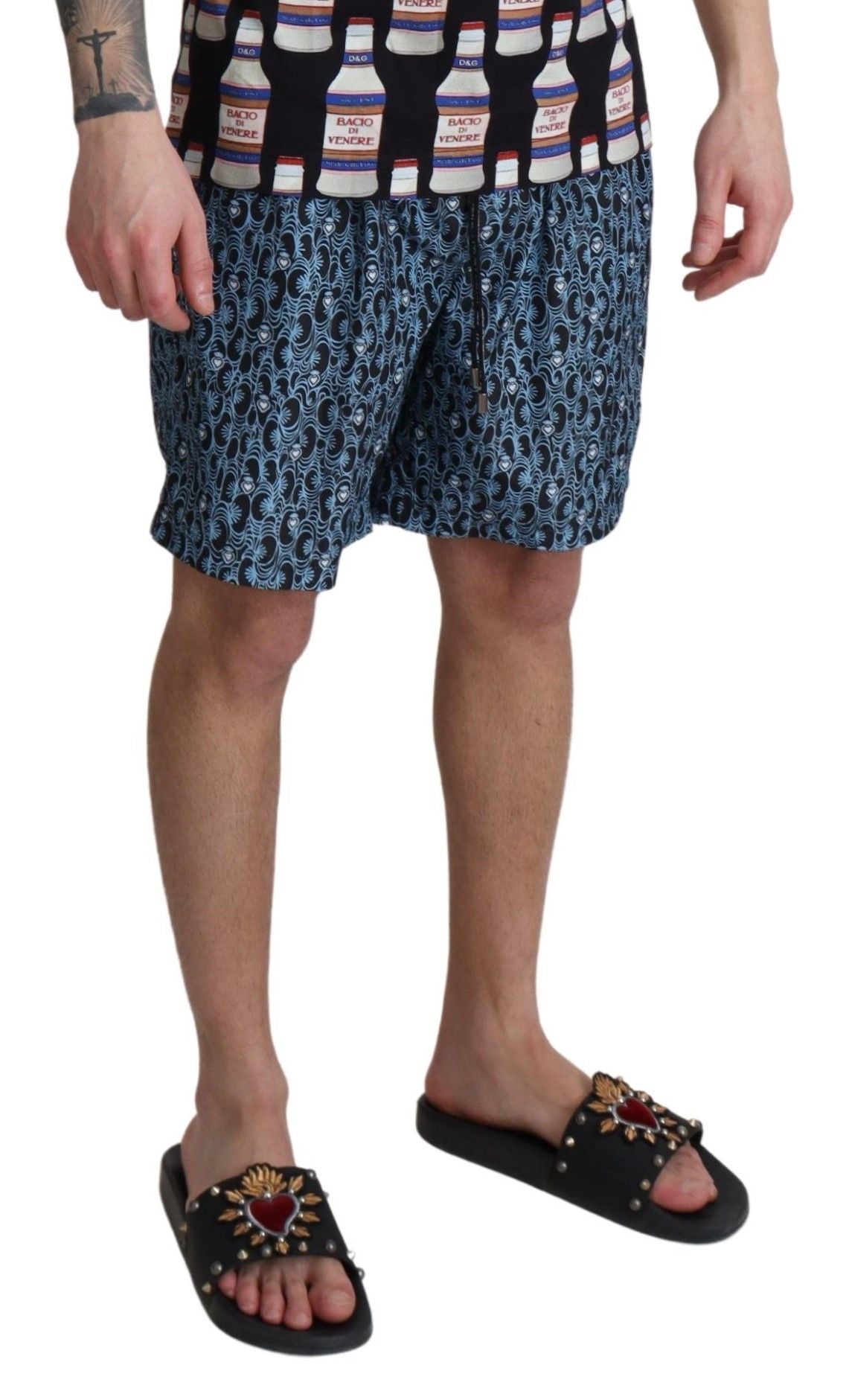 Dolce & Gabbana Blue patterned Beachwear Shorts Swimwear