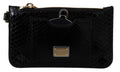 Dolce & Gabbana Black Leather Wallet Pouch Mirror Agnese Purse