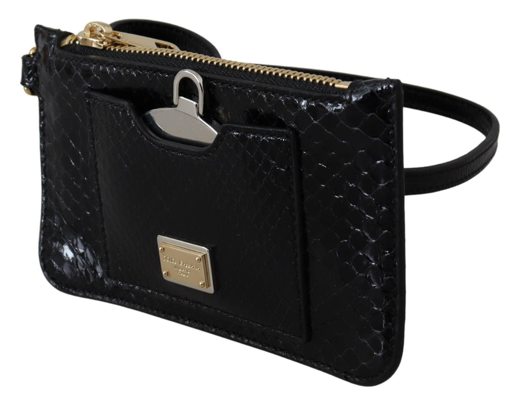Dolce & Gabbana Black Leather Wallet Pouch Mirror Agnese Purse