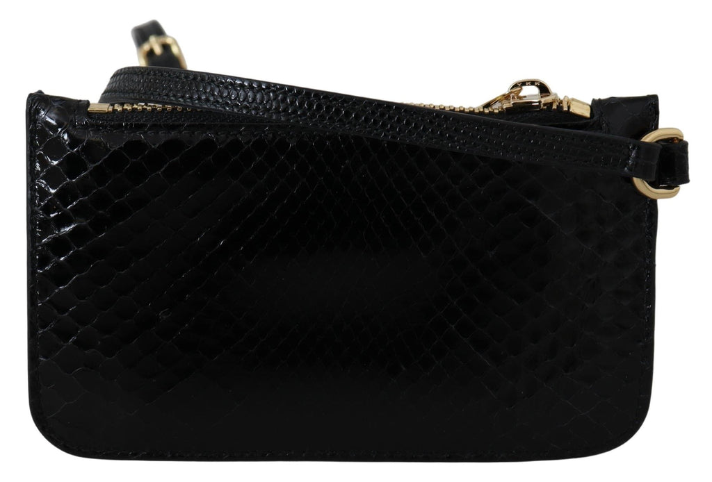 Dolce & Gabbana Black Leather Wallet Pouch Mirror Agnese Purse