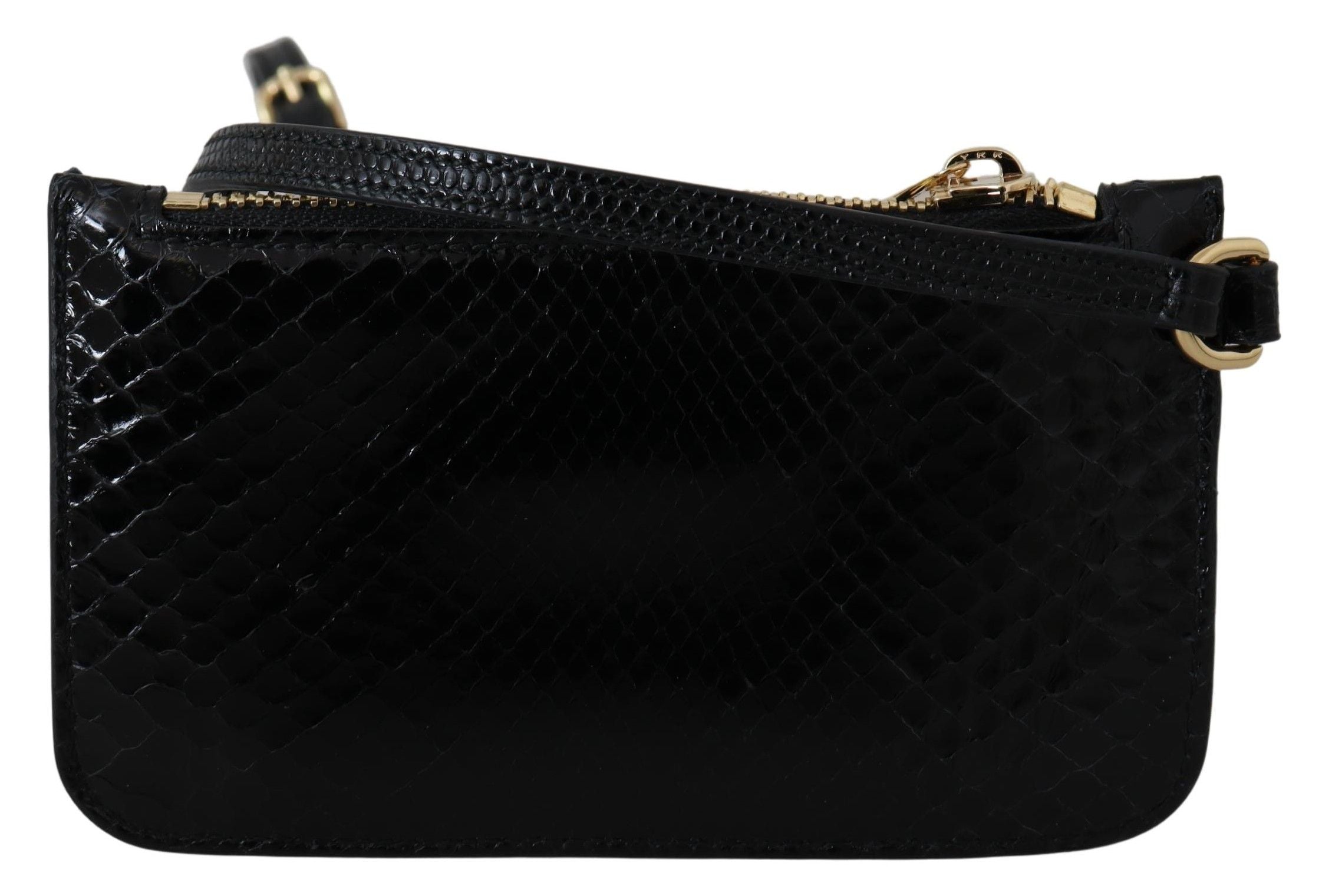 Dolce & Gabbana Black Leather Wallet Pouch Mirror Agnese Purse