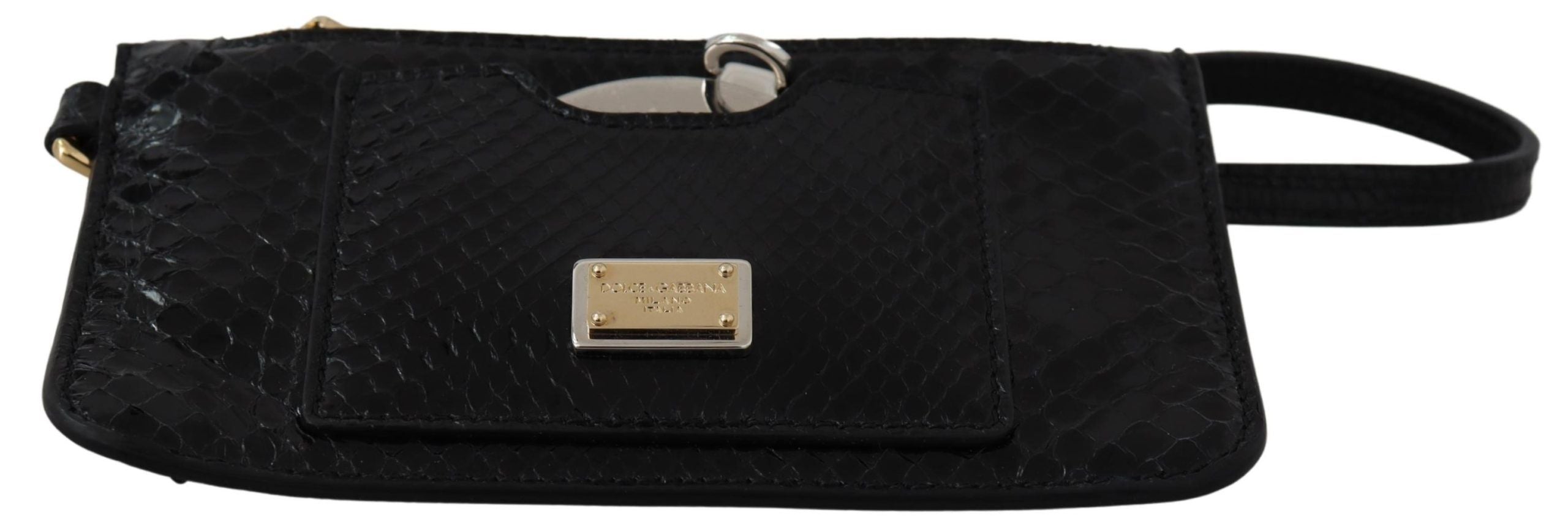 Dolce & Gabbana Black Leather Wallet Pouch Mirror Agnese Purse