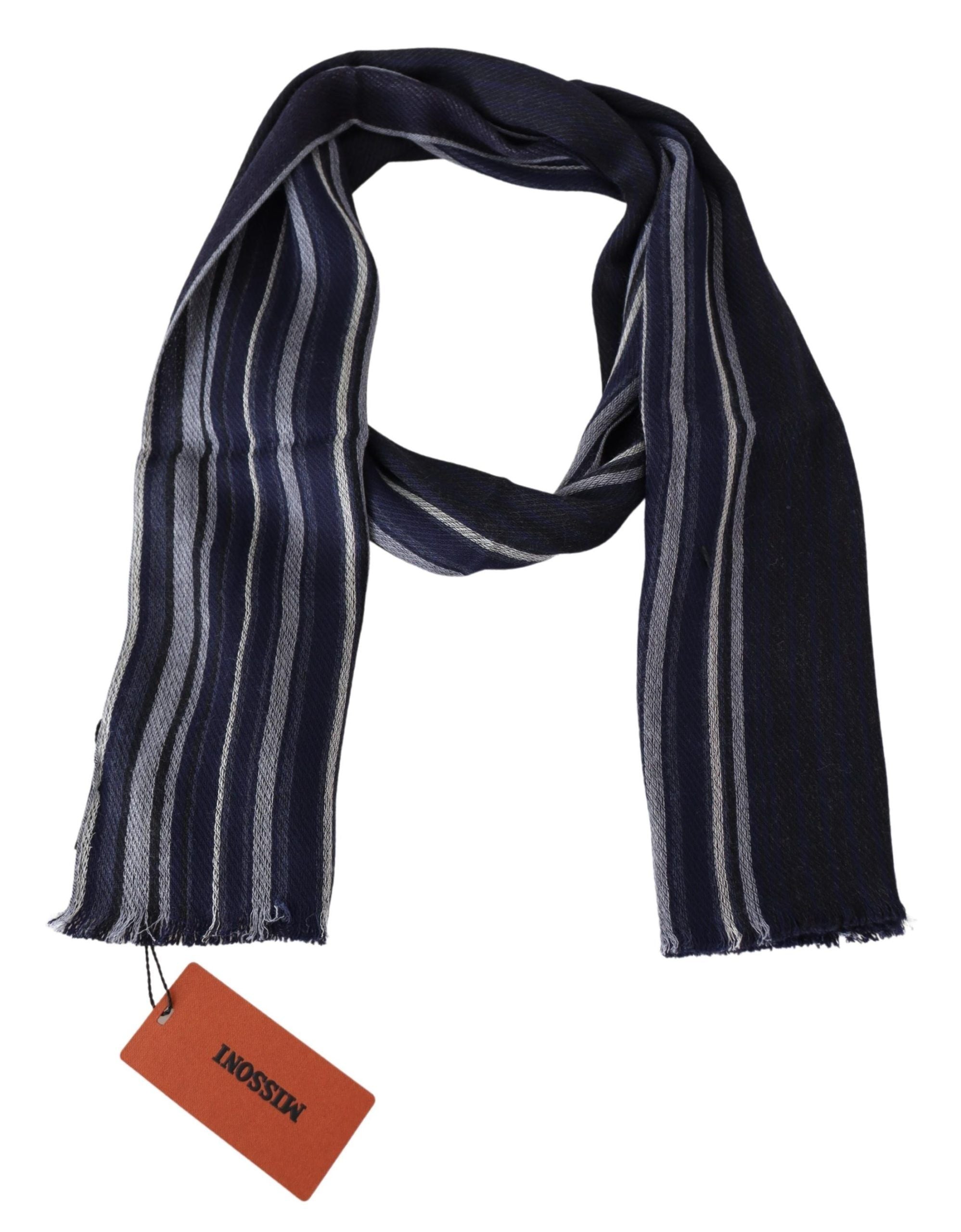 Missoni Multicolor Wool Striped Unisex Wrap Fringe Scarf