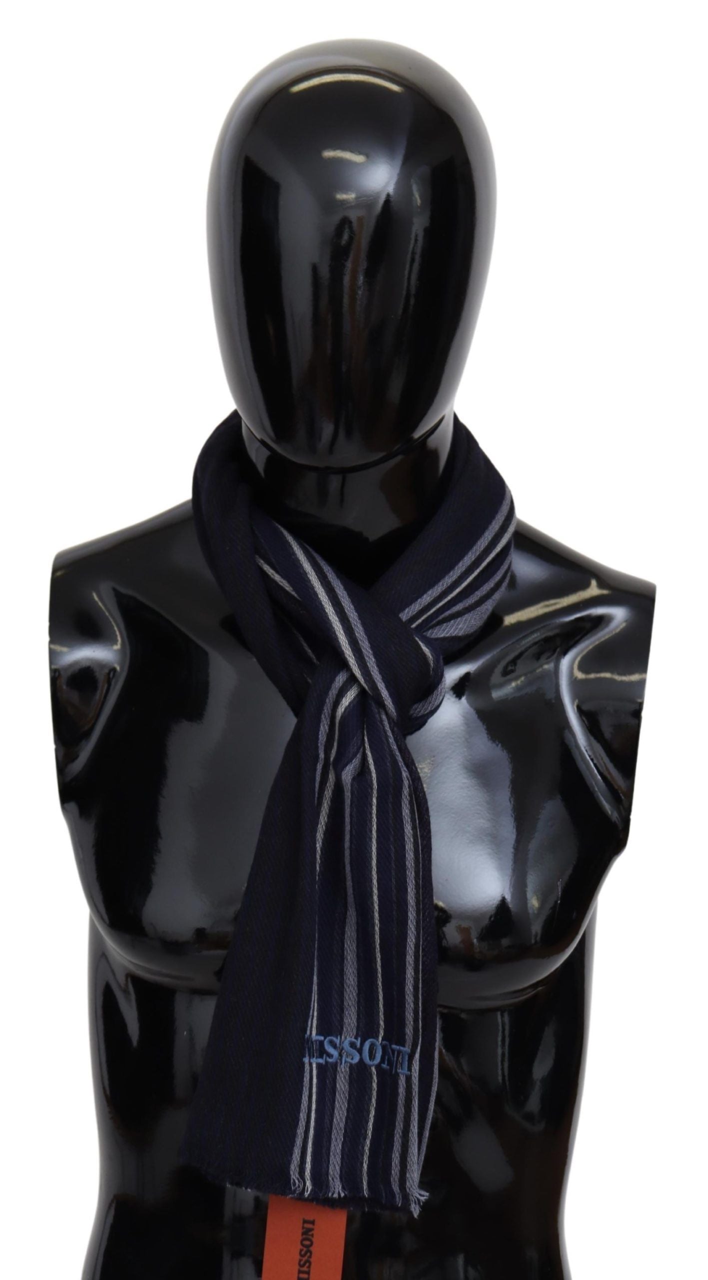 Missoni Multicolor Wool Striped Unisex Wrap Fringe Scarf