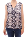 Arzu Kaprol Grey Blue Silk Sleeveless Top Shirt Blouse