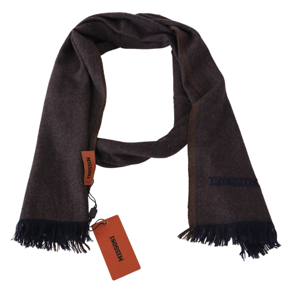 Missoni Brown 100% Cashmere Unisex Neck Wrap Fringe Scarf